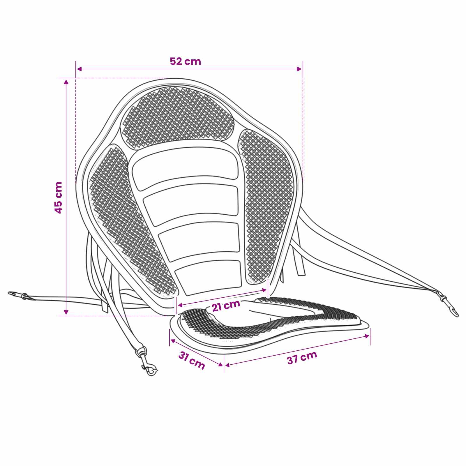 Paddel Board Sitz 52 x 31 x 45 cm Lyocell Schwarz