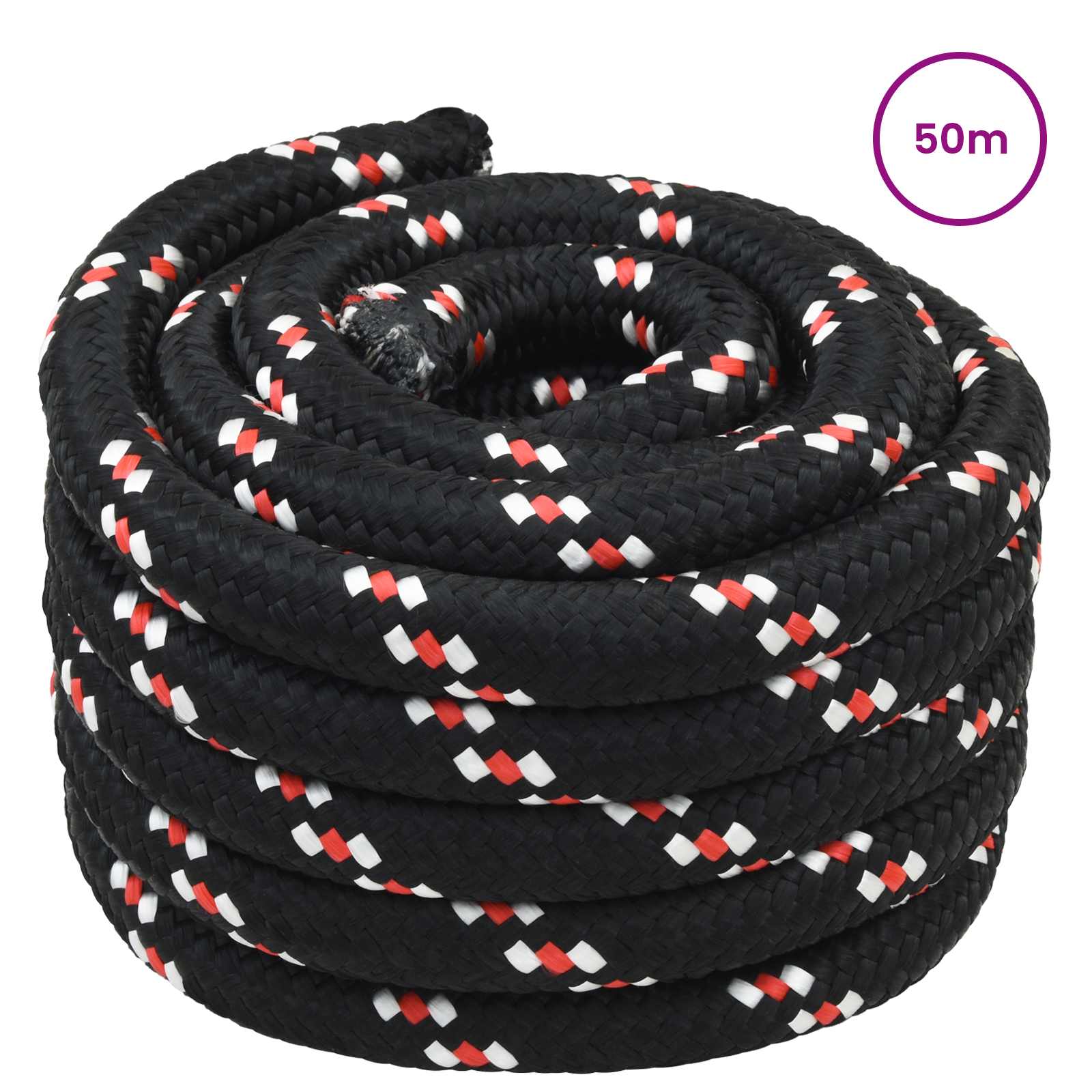 Bootsseil 3 mm 50 m Schwarz und Rot PP