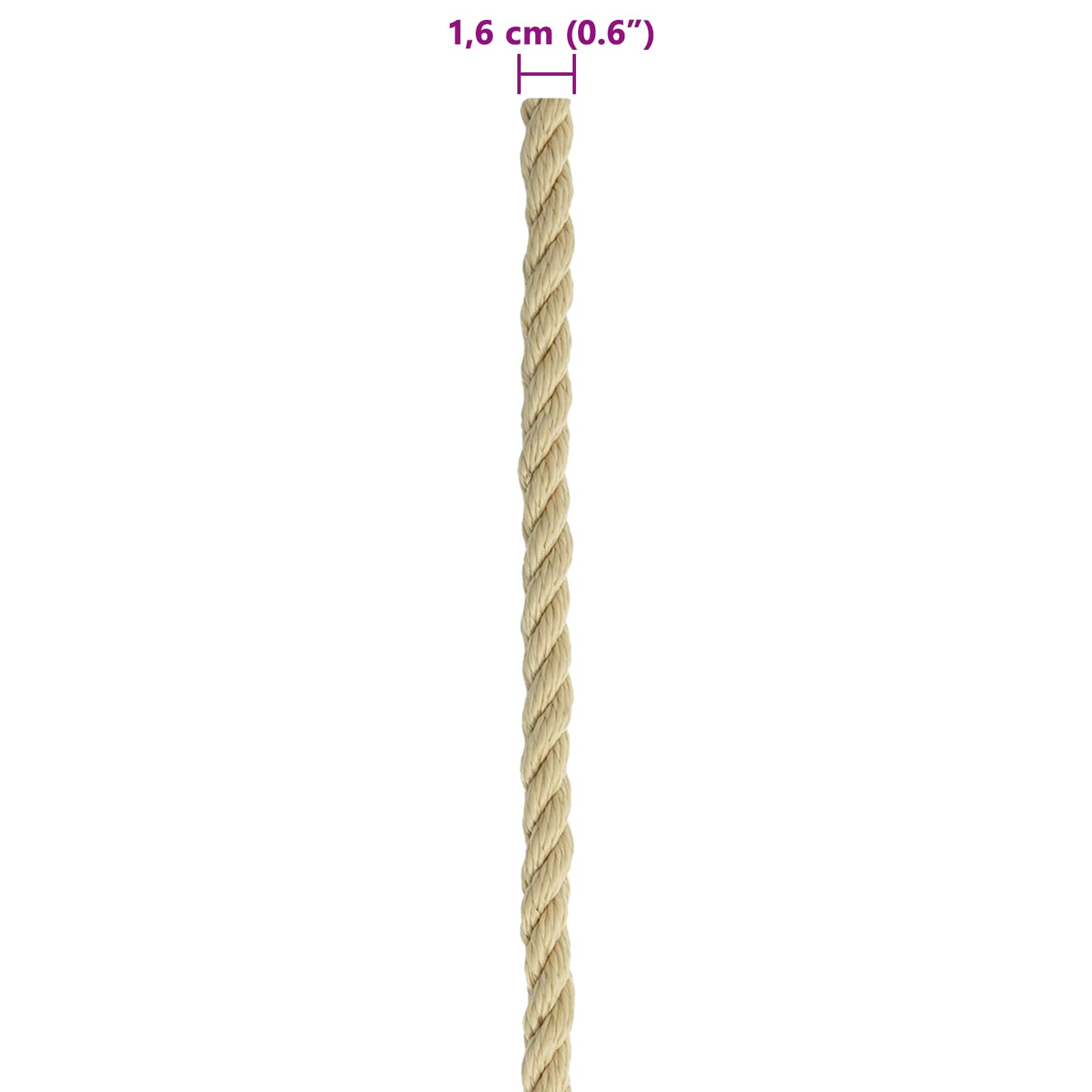 Bootsseil 16 mm 100 m Natur