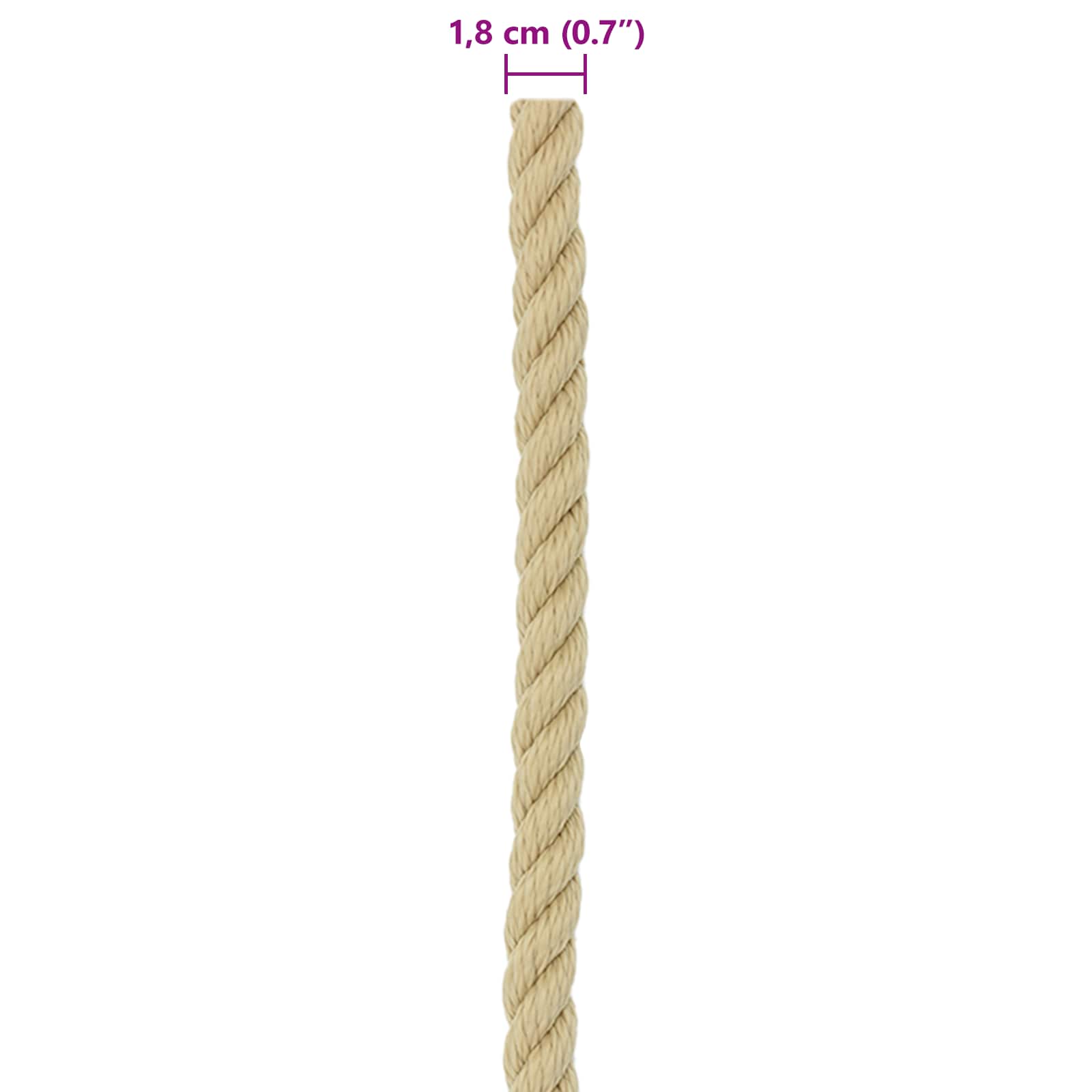 Bootsseil 18 mm 50 m Natur