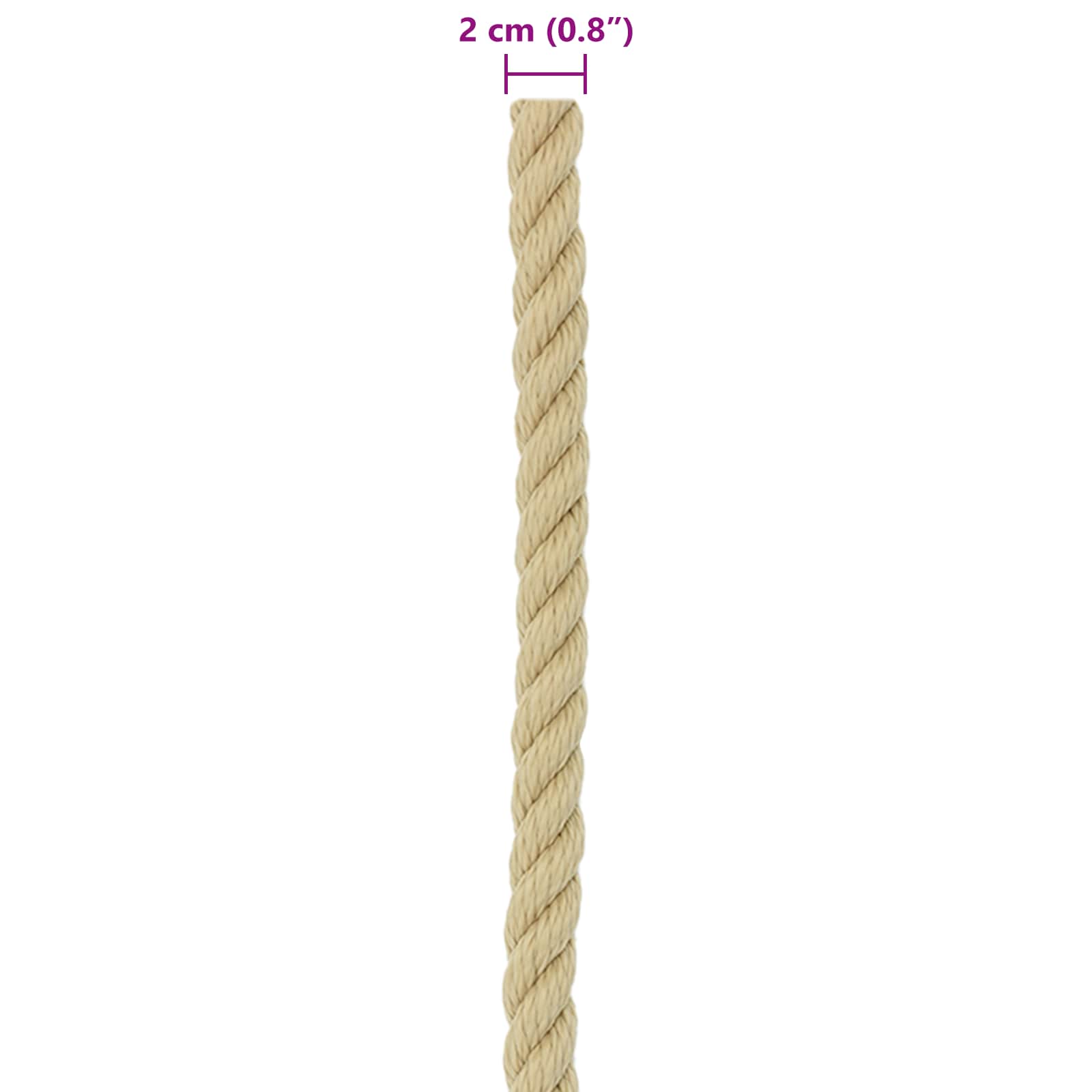 Bootsseil 2 mm 100 m Natur