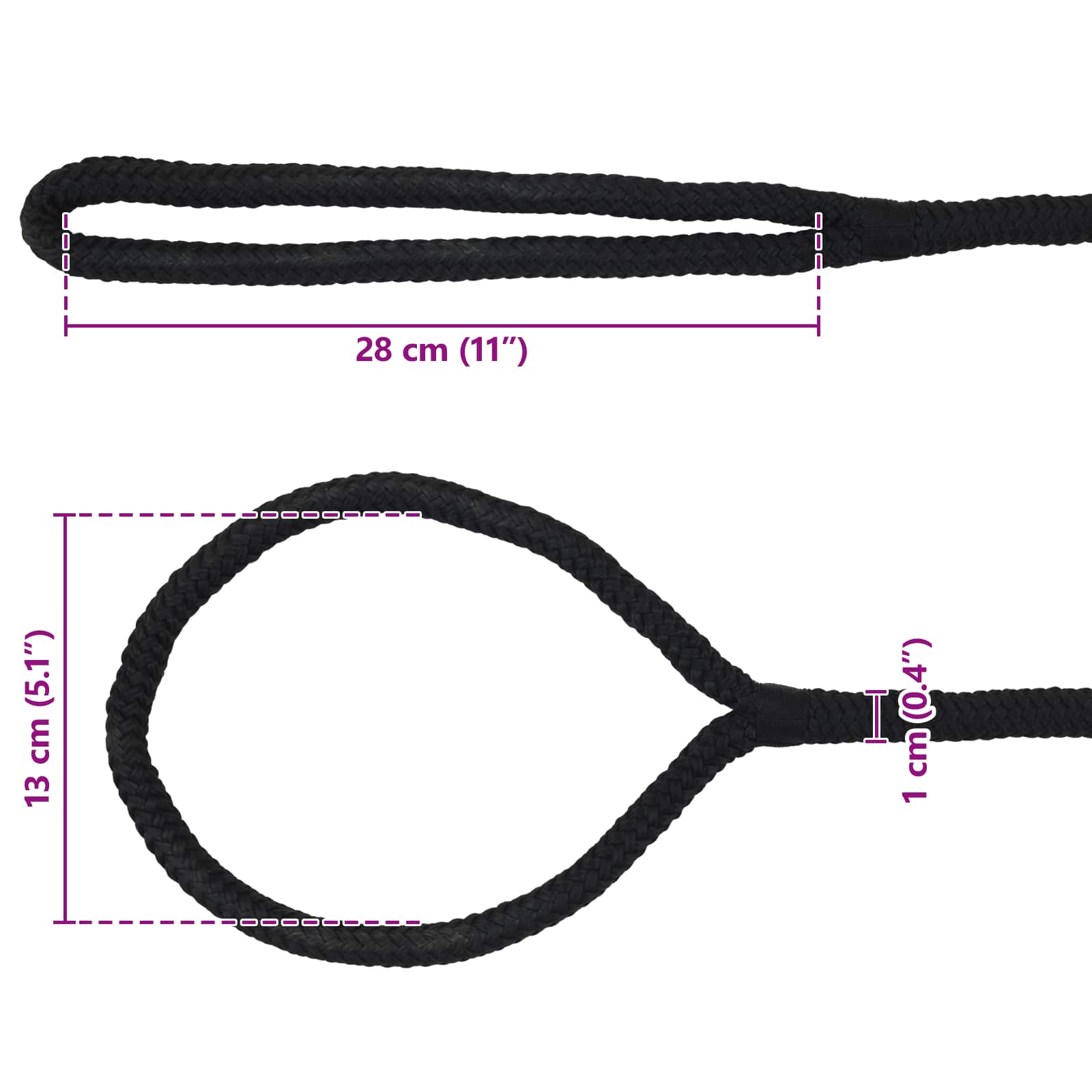 Bootsseil 10 mm 12 m Schwarz Polyester