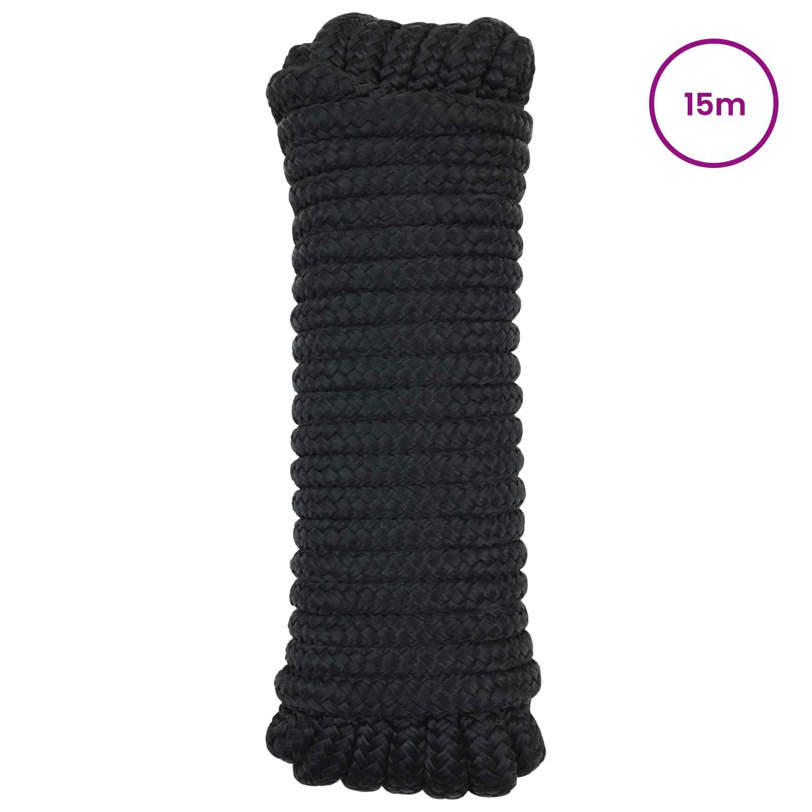 Bootsseil 10 mm 15 m Schwarz Polyester