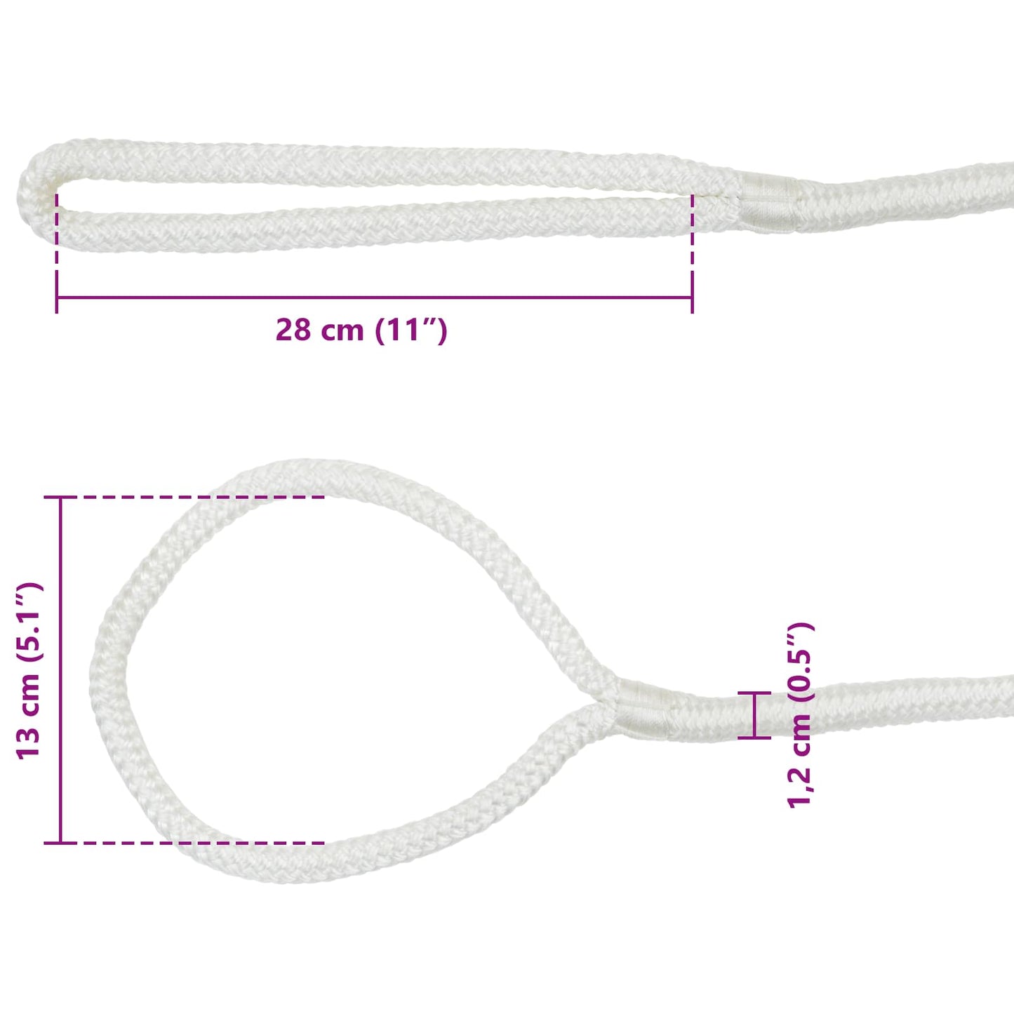 Bootsseil 12 mm 9 m Weiß Polyester