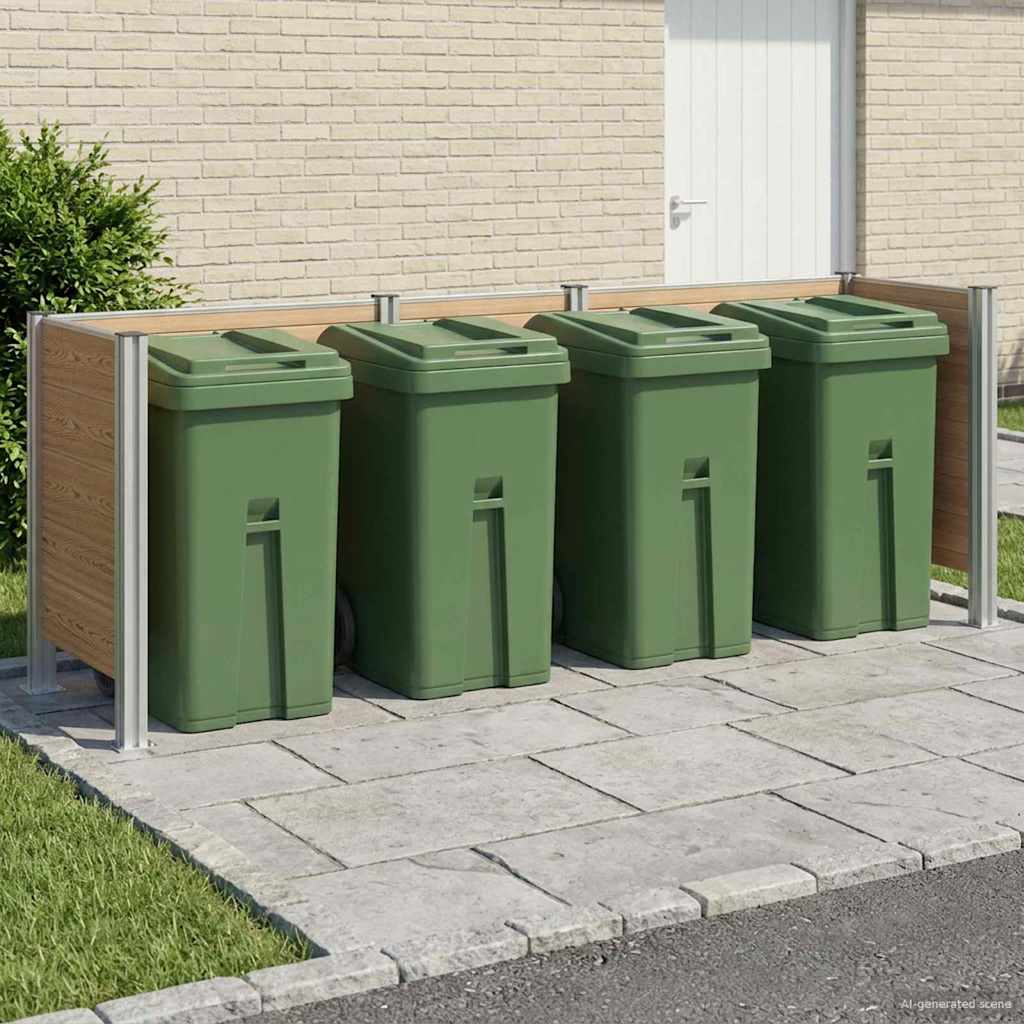 Mülltonnenzaun Braun 315 x 85 x 115 cm Aluminium and WPC