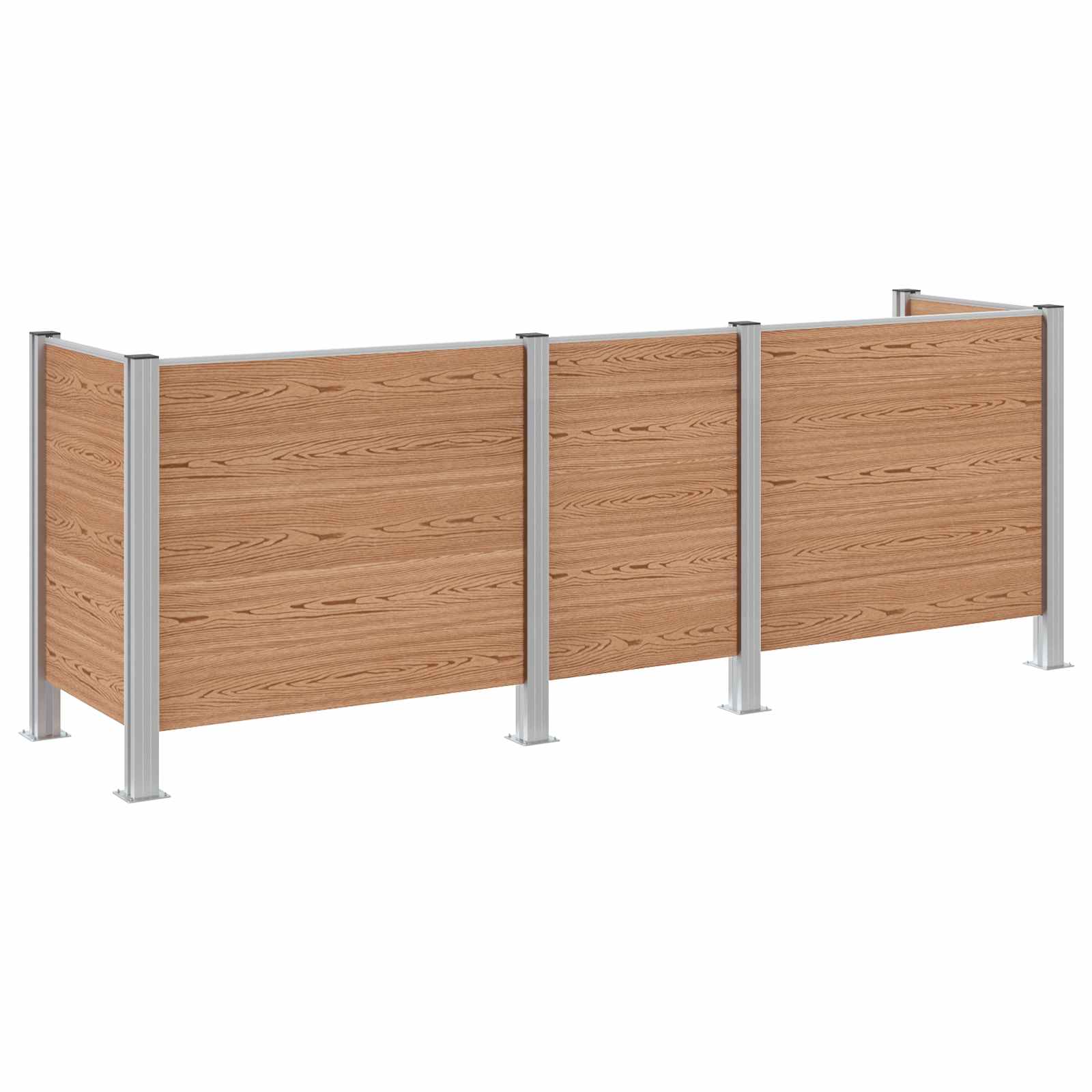 Mülltonnenzaun Braun 315 x 85 x 115 cm Aluminium and WPC