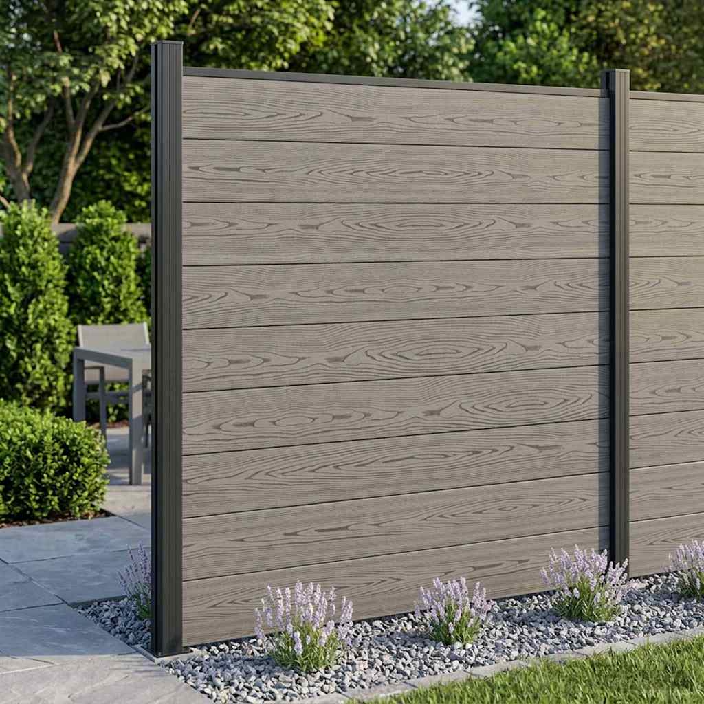 zaunset 7 pcs 1218 x 186 cm WPC und Aluminium Grau