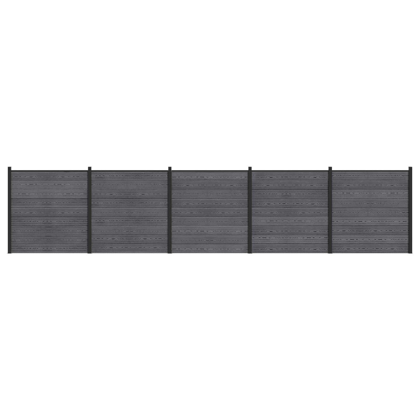 zaunset 5 pcs 872 x 186 cm WPC und Aluminium Grau