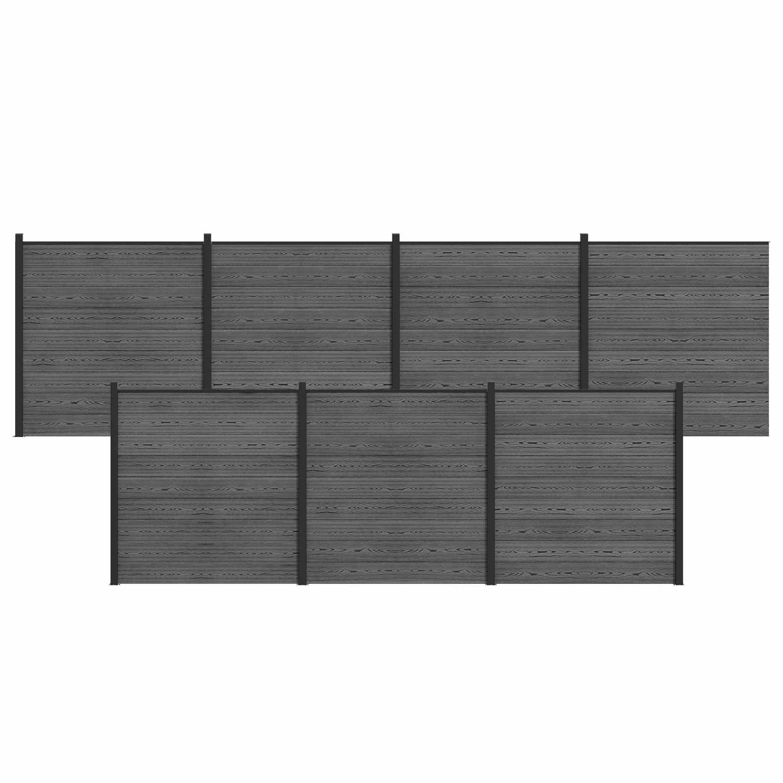 zaunset 7 pcs 1218 x 186 cm WPC und Aluminium Grau