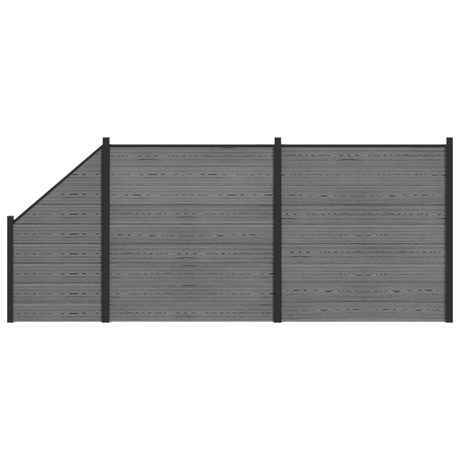 zaunset 446 x 186 cm WPC und Aluminium Grau
