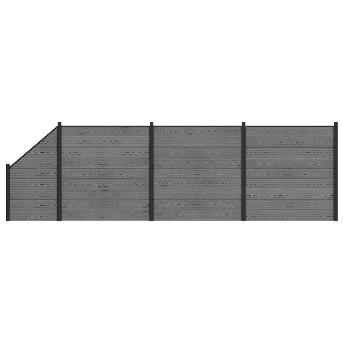 zaunset 619 x 186 cm WPC und Aluminium Grau