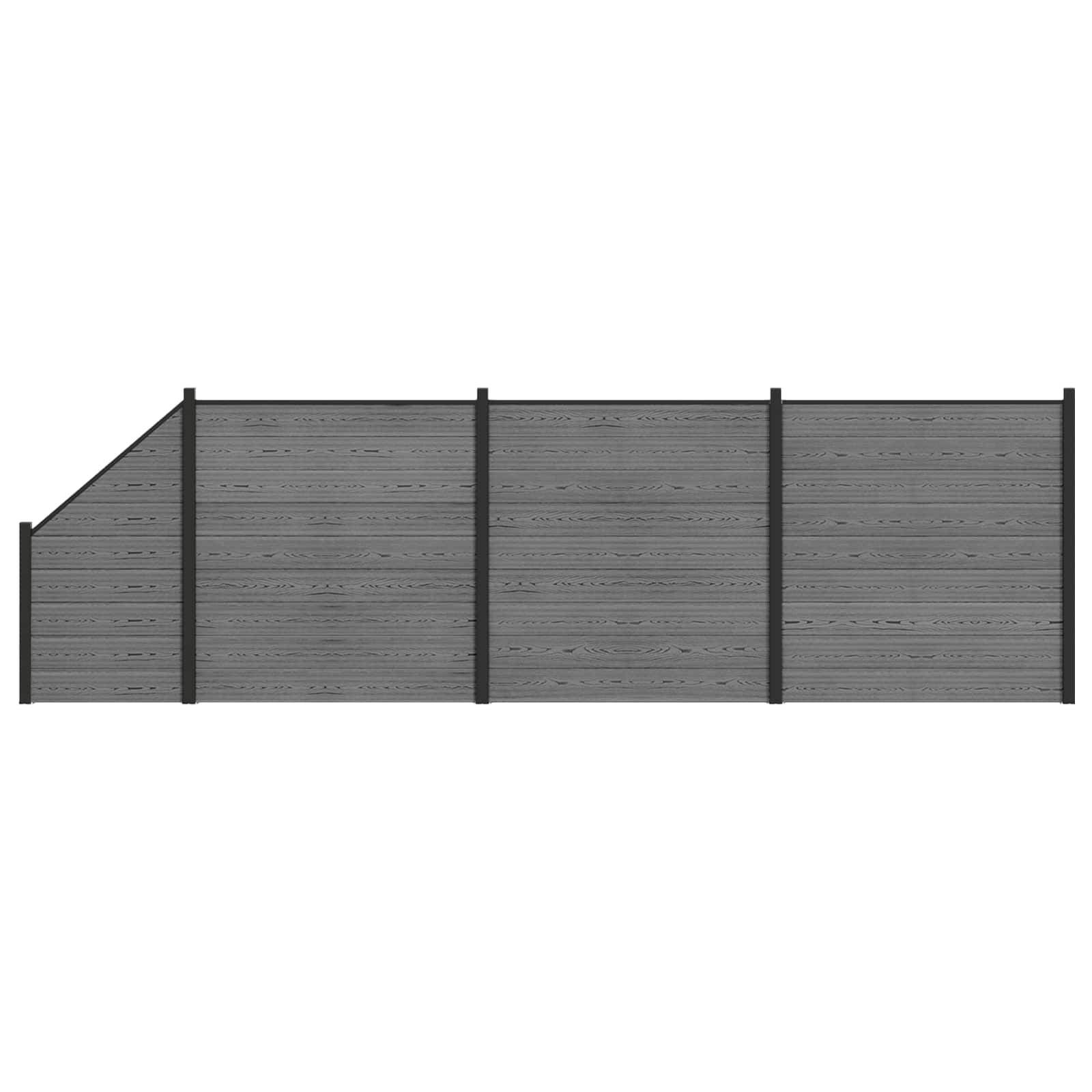 zaunset 619 x 186 cm WPC und Aluminium Grau