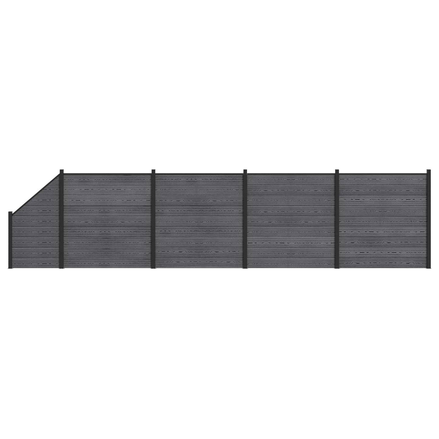 zaunset 5 pcs 792 x 186 cm WPC und Aluminium Grau