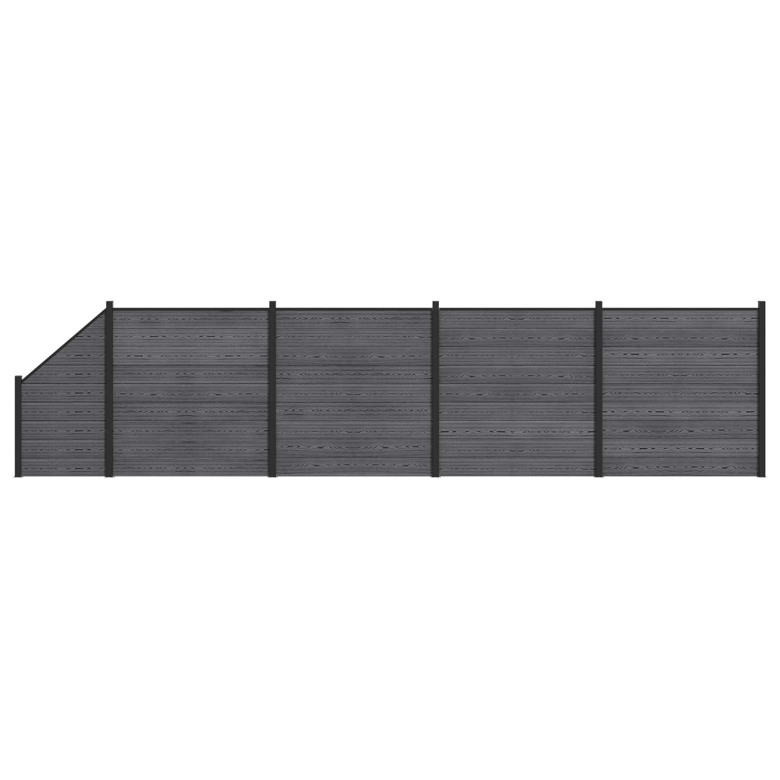 zaunset 5 pcs 792 x 186 cm WPC und Aluminium Grau