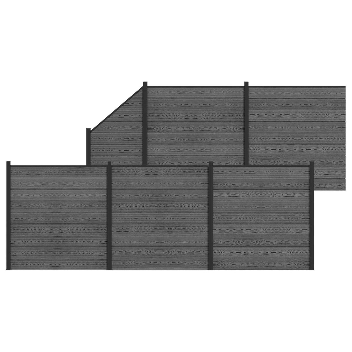 zaunset 6 pcs 965 x 186 cm WPC und Aluminium Grau