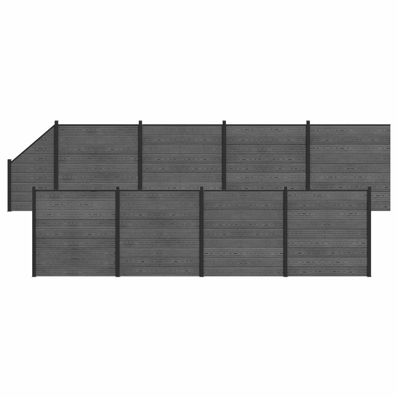 zaunset 9 pcs 1484 x 186 cm WPC und Aluminium Grau