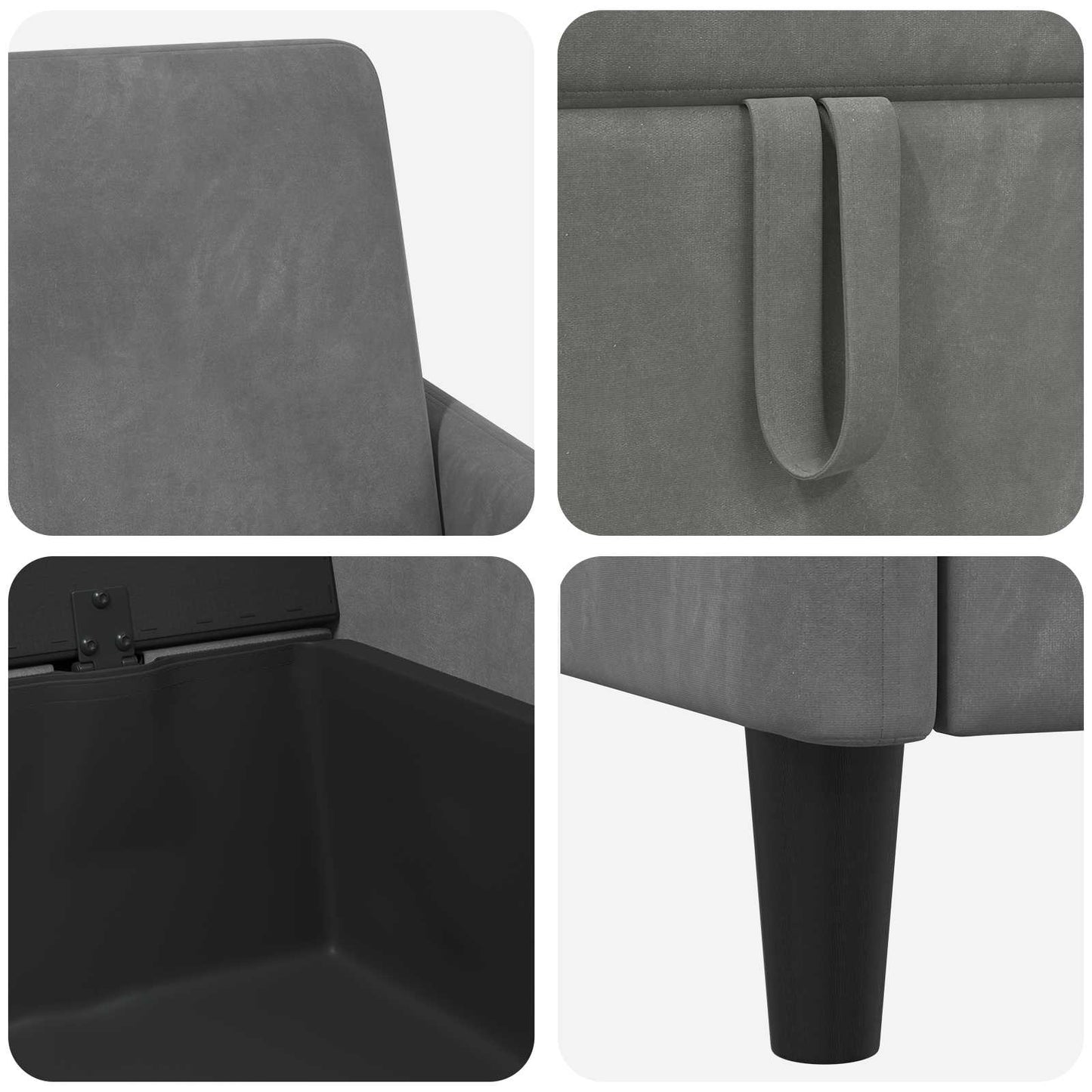 Sofa mit Stauraum Dunkelgrau 152 x 78 x 87 cm Polyester