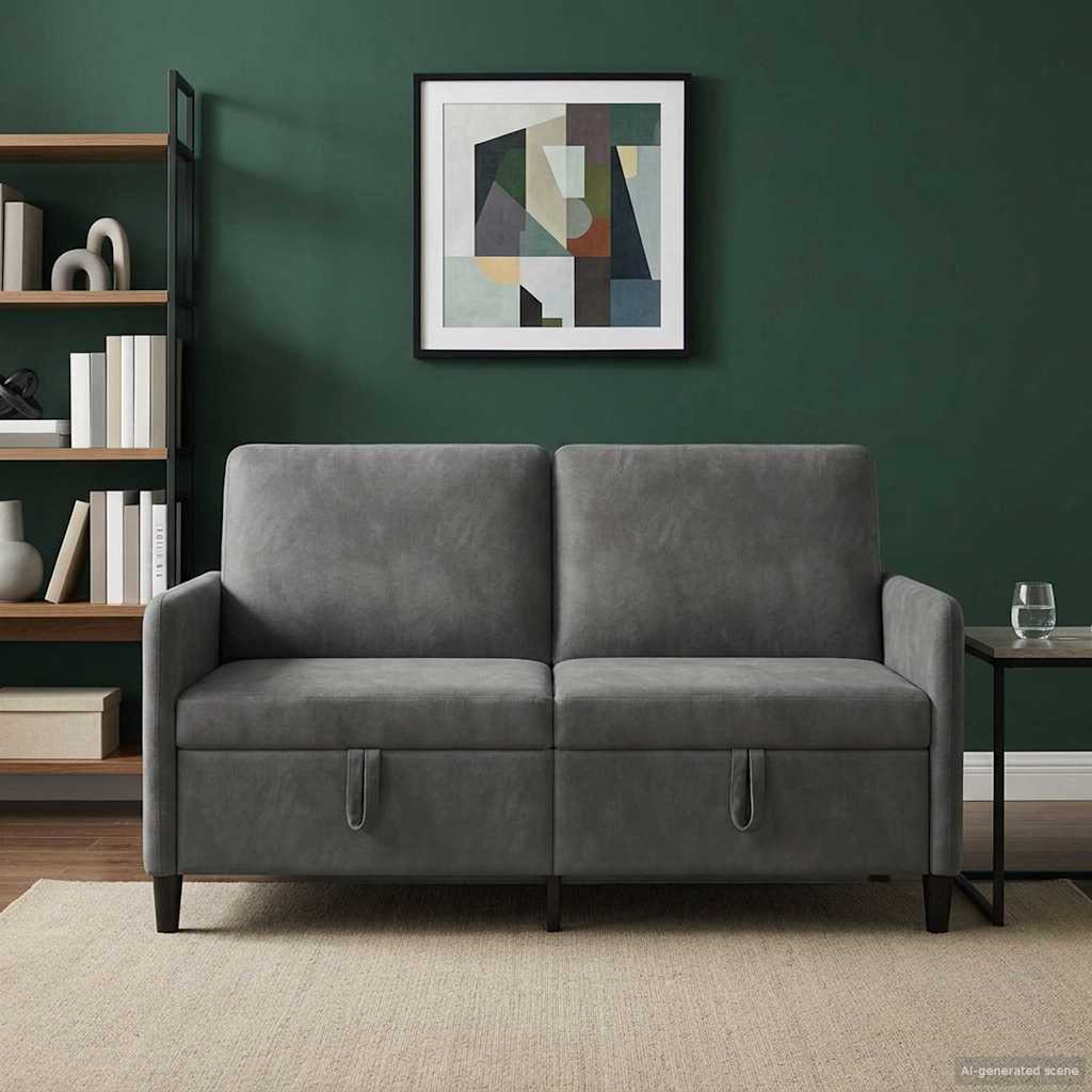 Sofa mit Stauraum Dunkelgrau 152 x 78 x 87 cm Polyester