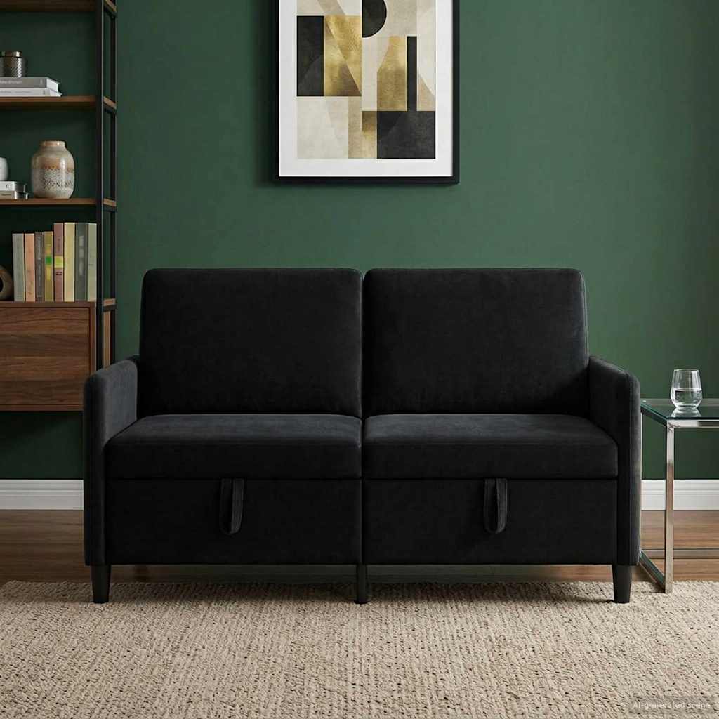 Sofa mit Stauraum Schwarz 152 x 78 x 87 cm Polyester