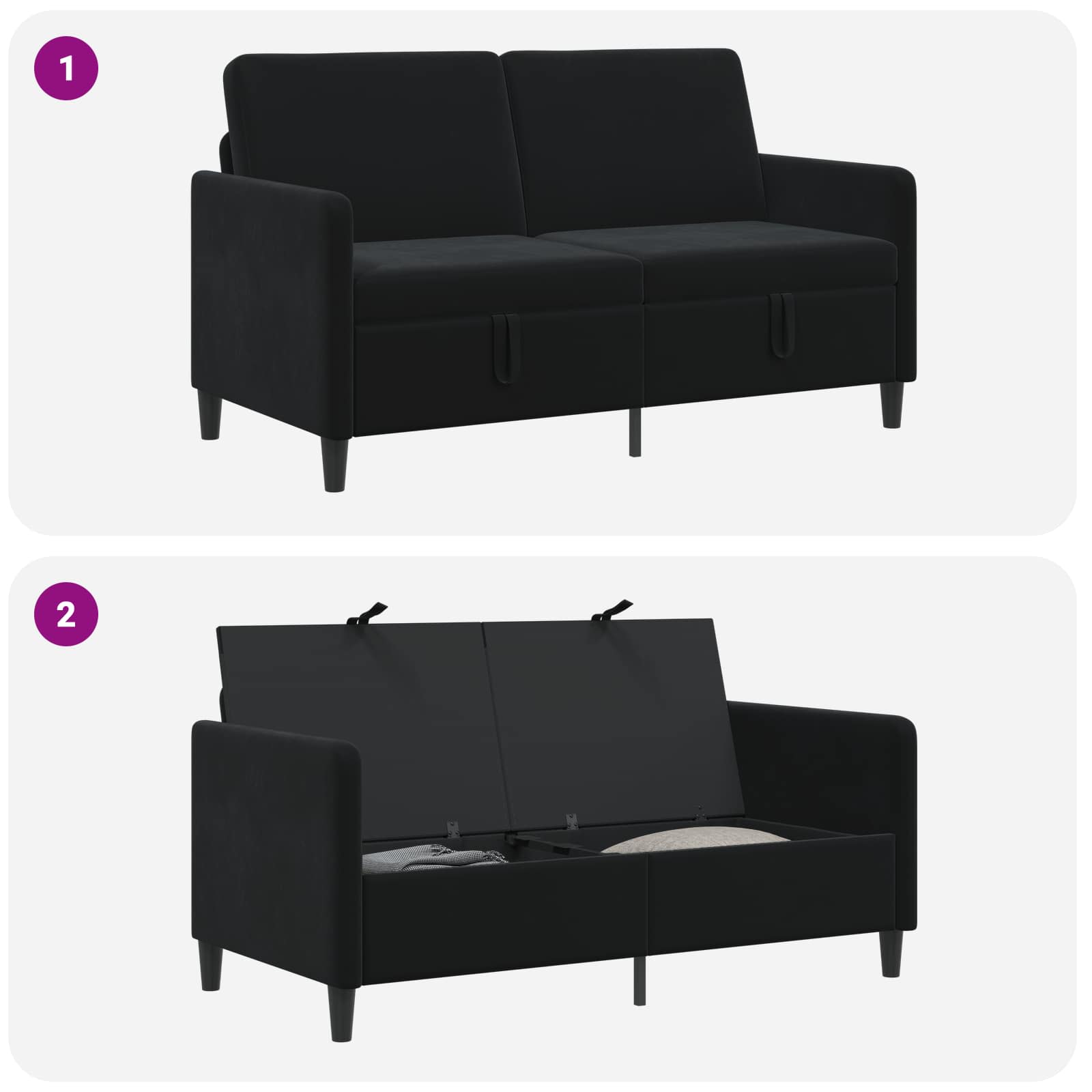 Sofa mit Stauraum Schwarz 152 x 78 x 87 cm Polyester