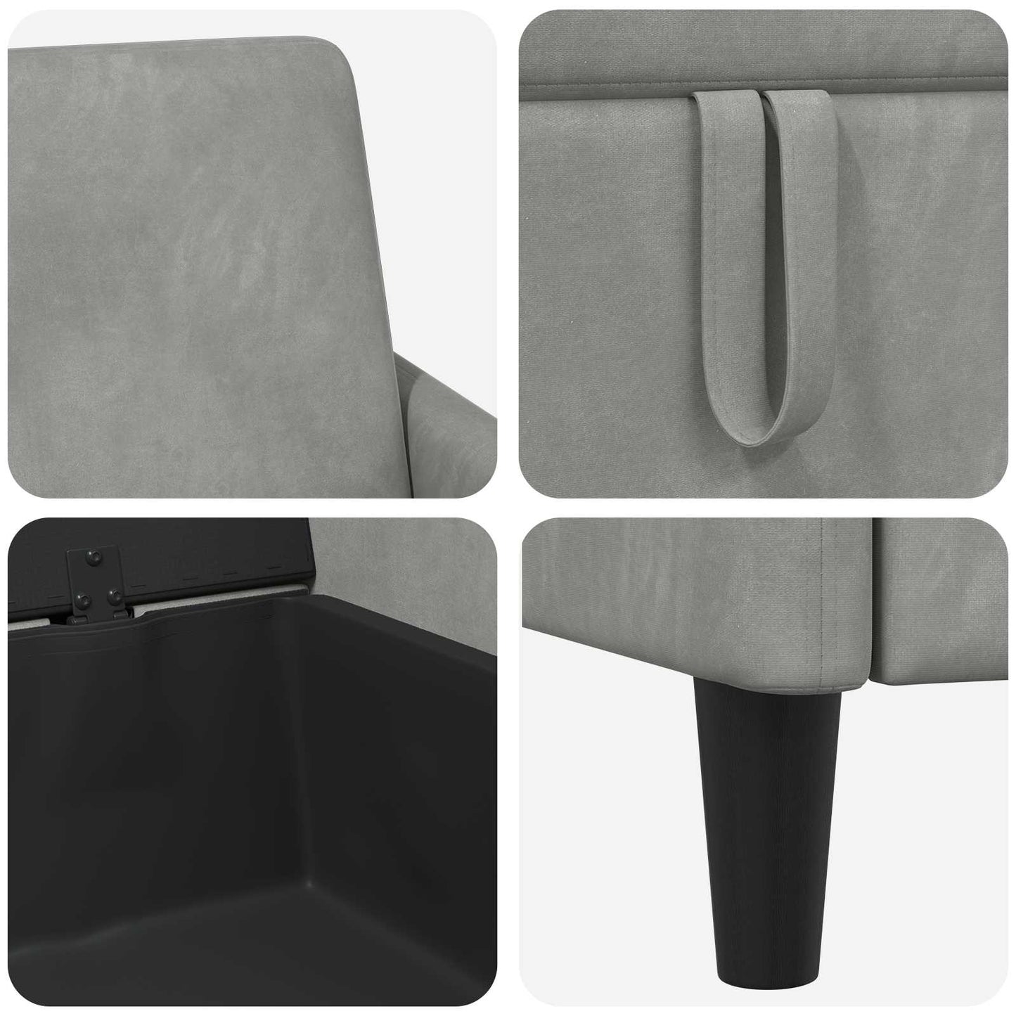 Sofa mit Stauraum Hellgrau 192 x 78 x 87 cm Polyester