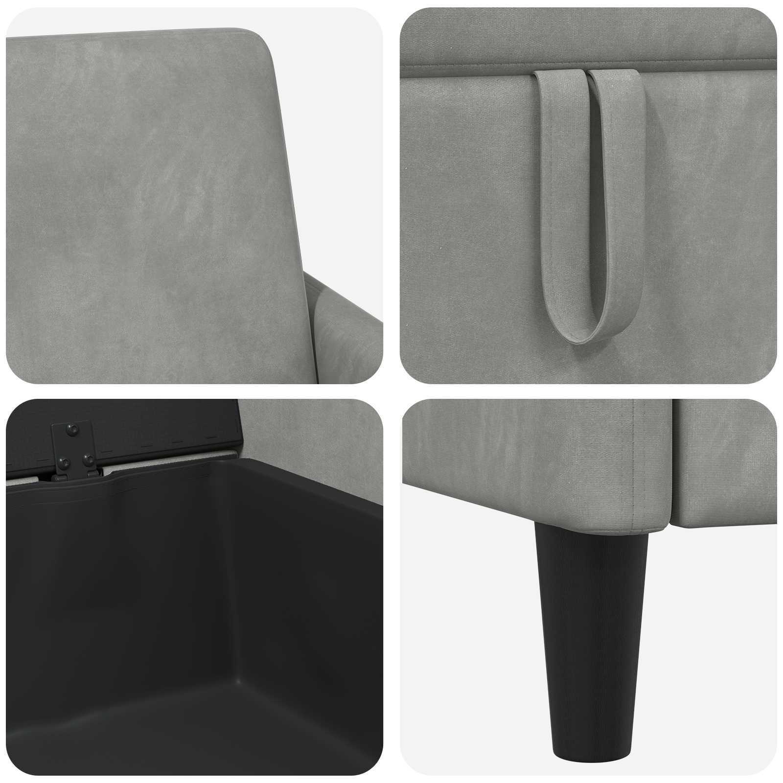 Sofa mit Stauraum Hellgrau 192 x 78 x 87 cm Polyester