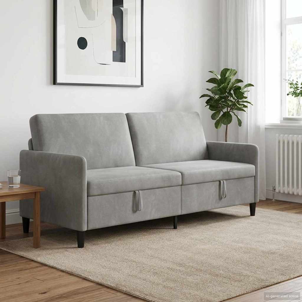 Sofa mit Stauraum Hellgrau 192 x 78 x 87 cm Polyester