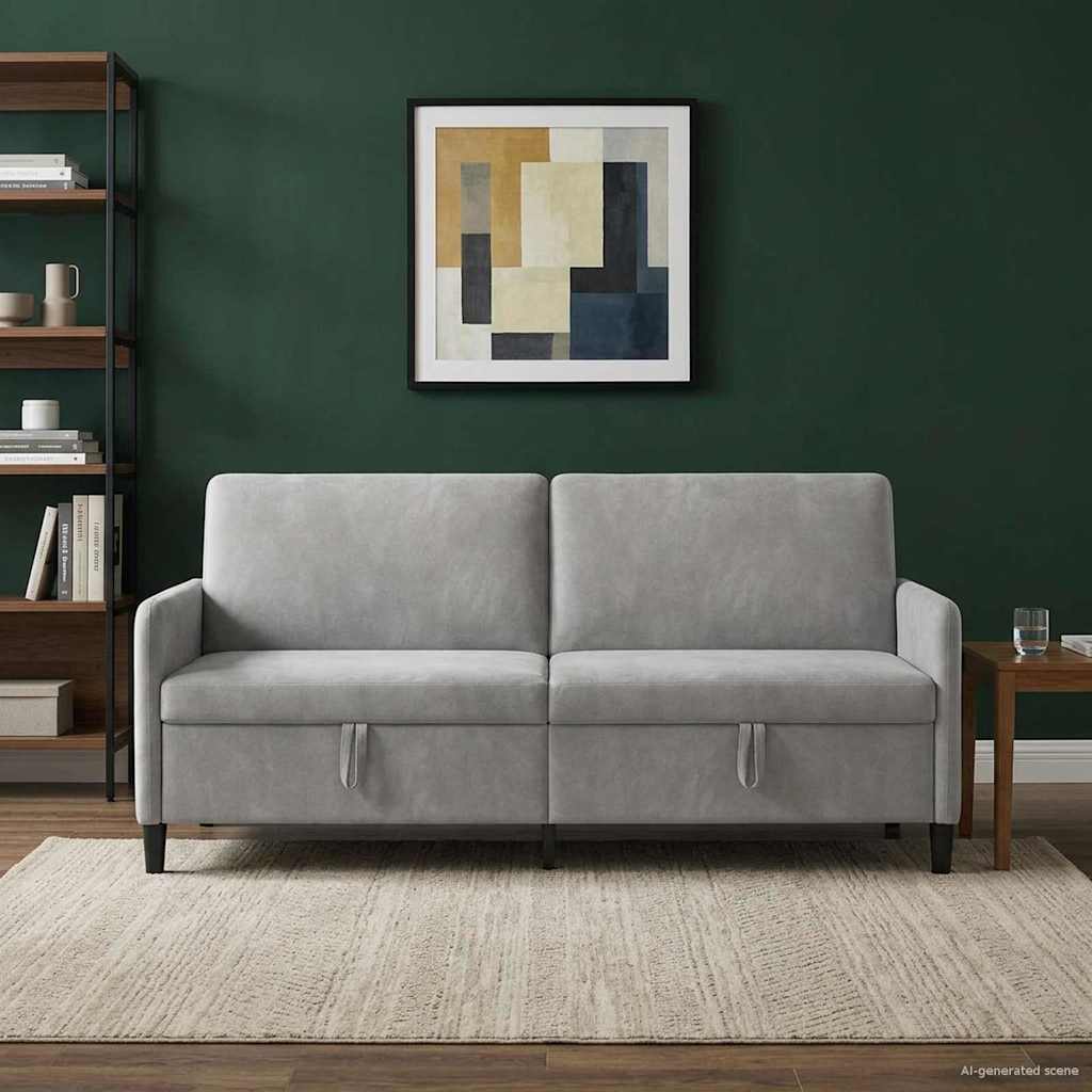 Sofa mit Stauraum Hellgrau 192 x 78 x 87 cm Polyester