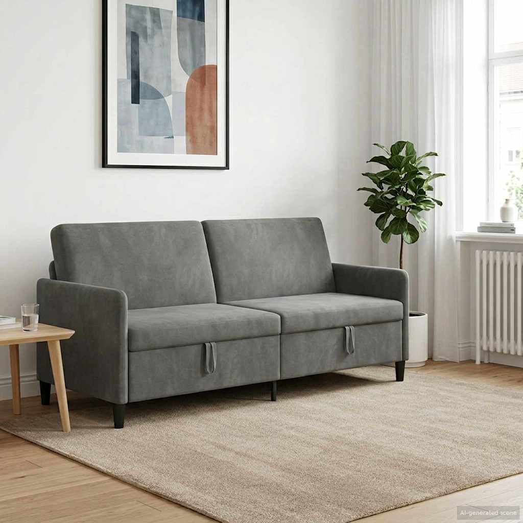 Sofa mit Stauraum Dunkelgrau 192 x 78 x 87 cm Polyester