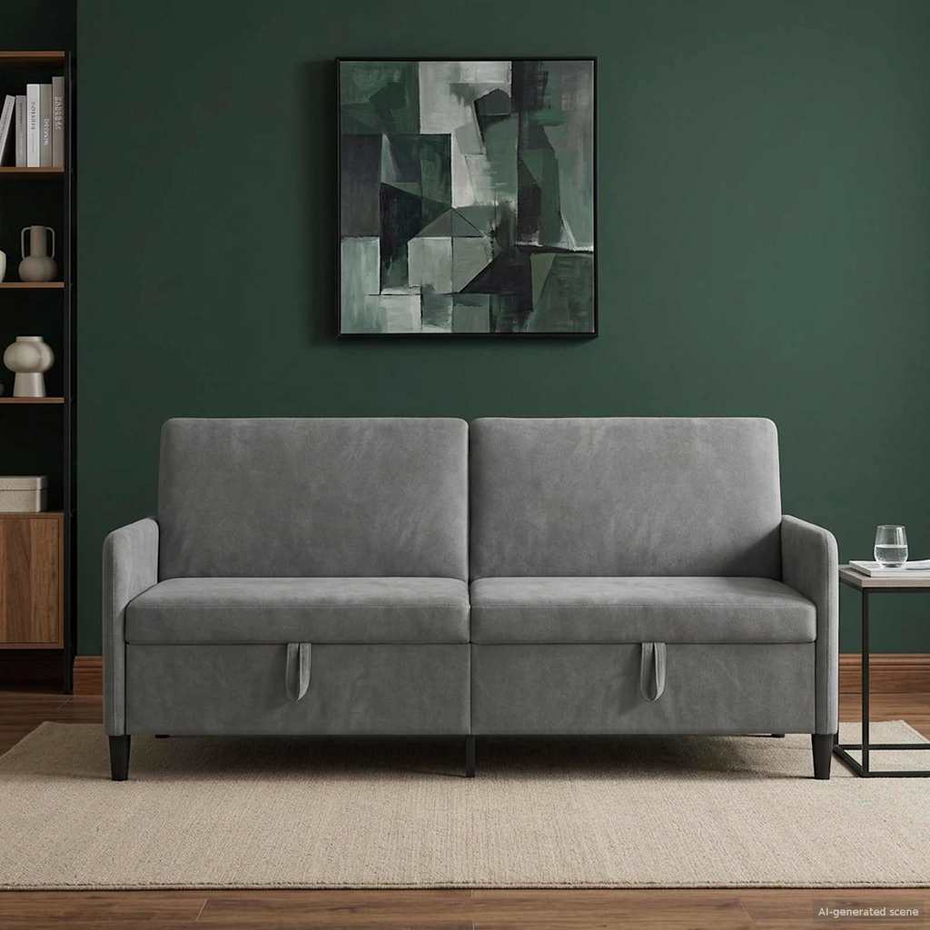 Sofa mit Stauraum Dunkelgrau 192 x 78 x 87 cm Polyester