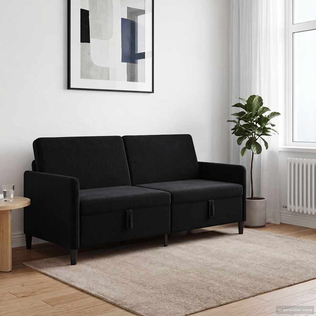 Sofa mit Stauraum Schwarz 192 x 78 x 87 cm Polyester