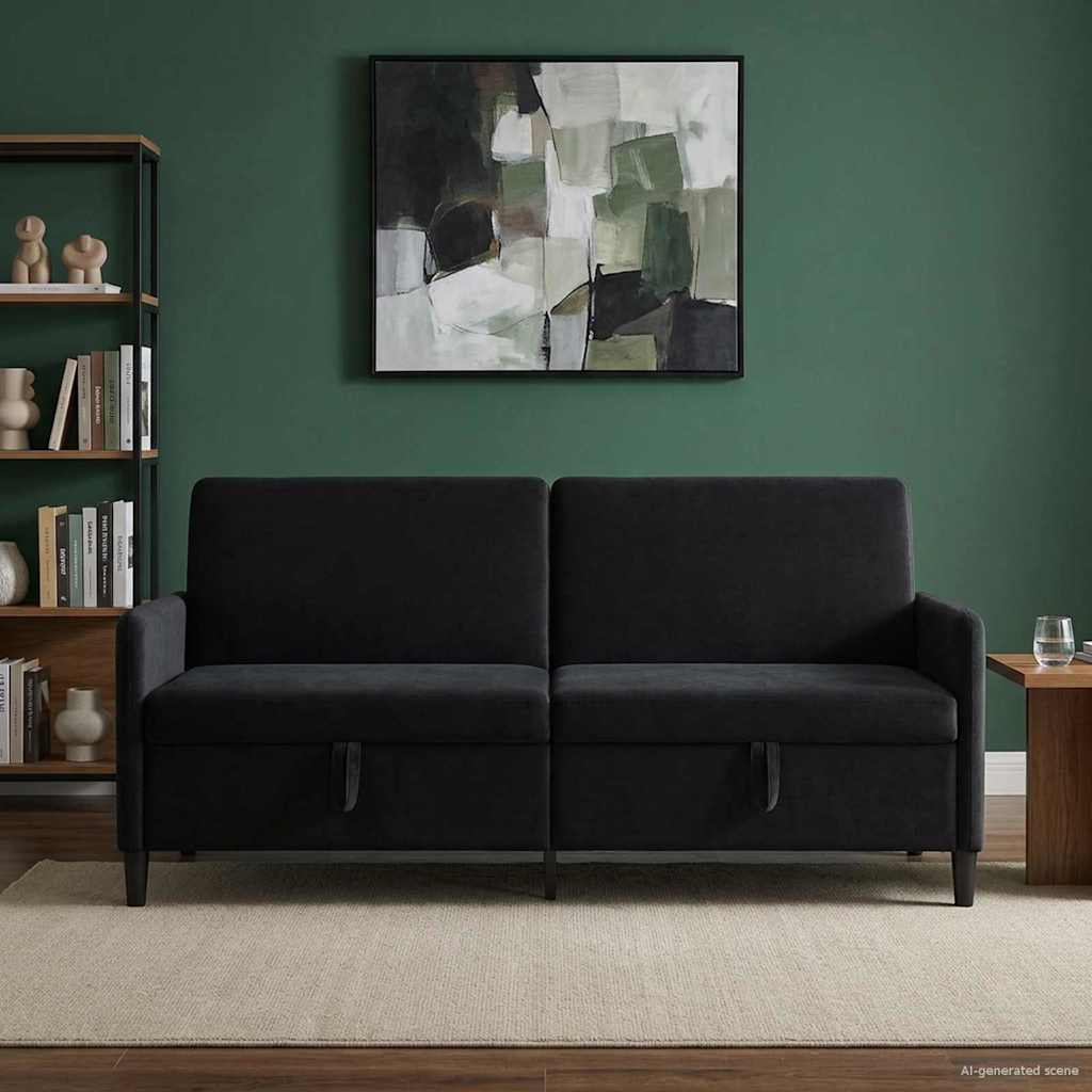 Sofa mit Stauraum Schwarz 192 x 78 x 87 cm Polyester