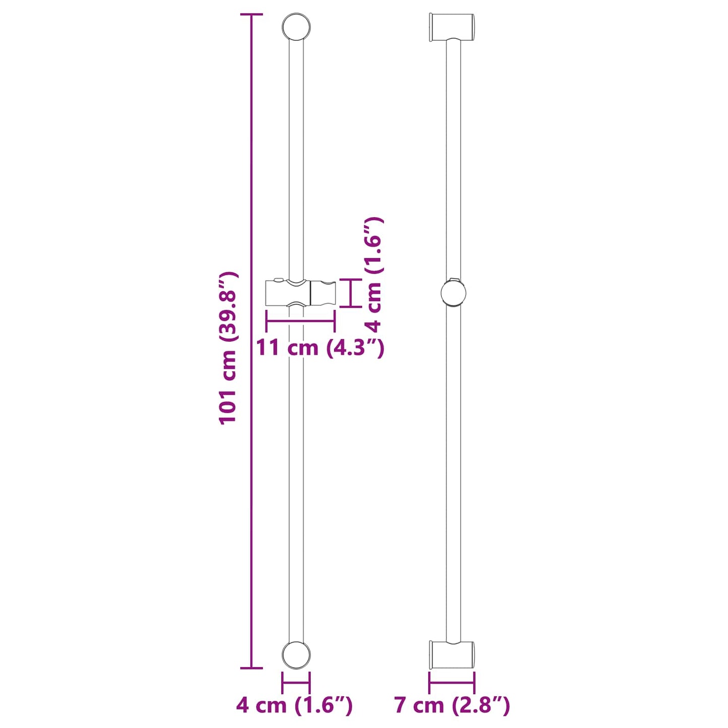 Duschkopfhalter Chrom 100 cm Edelstahl