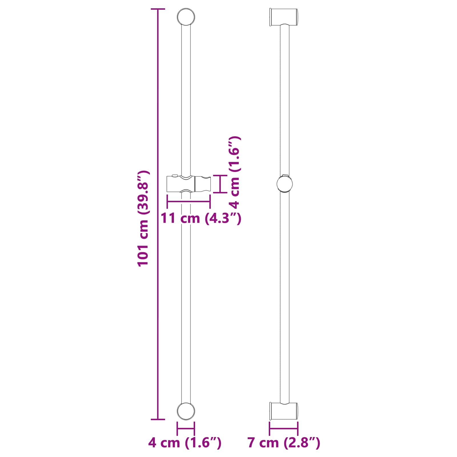 Duschkopfhalter Chrom 100 cm Edelstahl