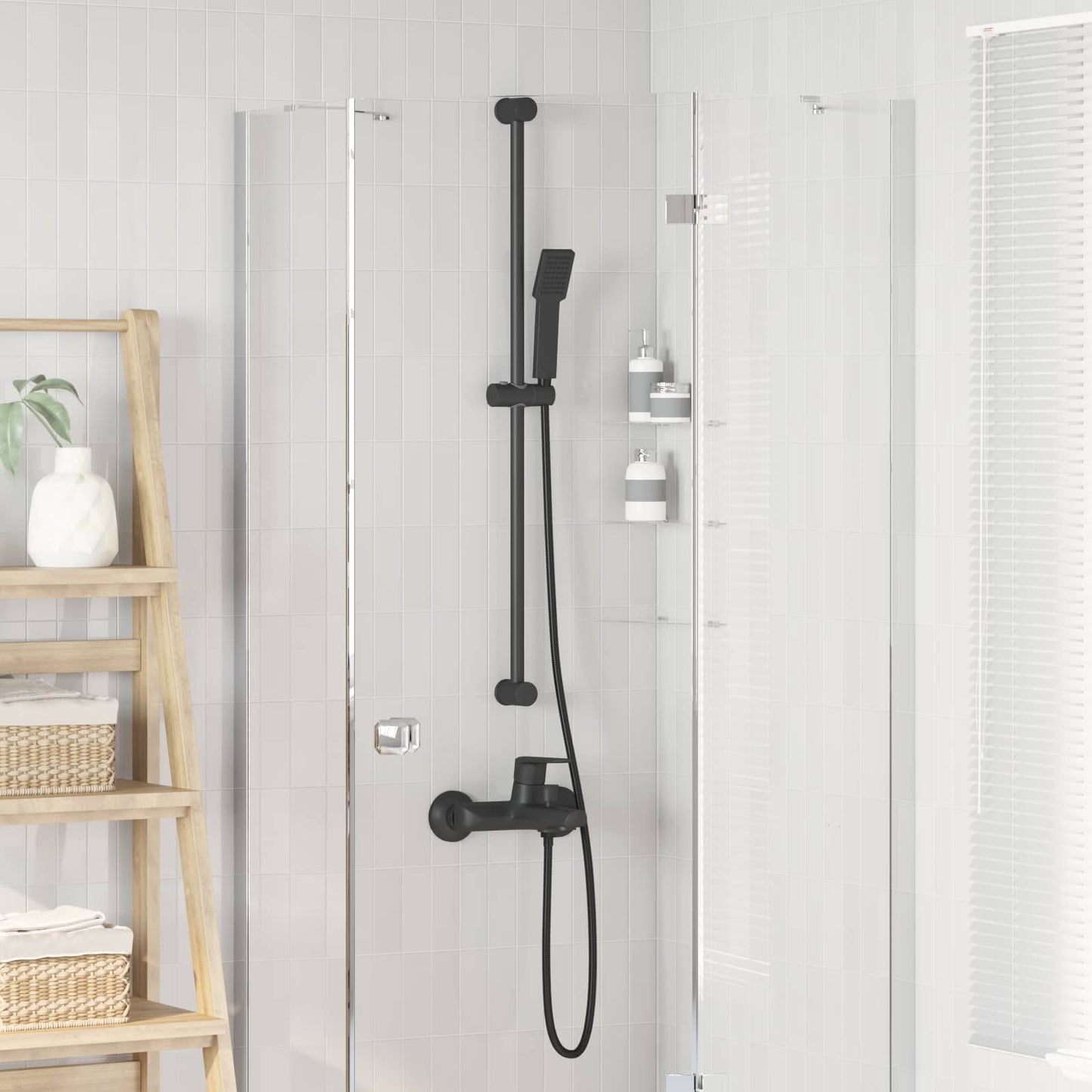 Duschkopfset Schwarz 150 cm Edelstahl
