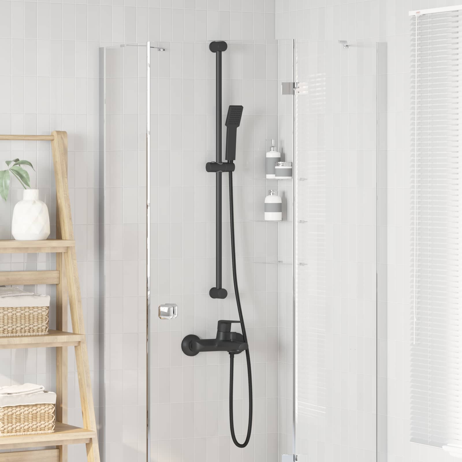 Duschkopfset Schwarz 150 cm Edelstahl