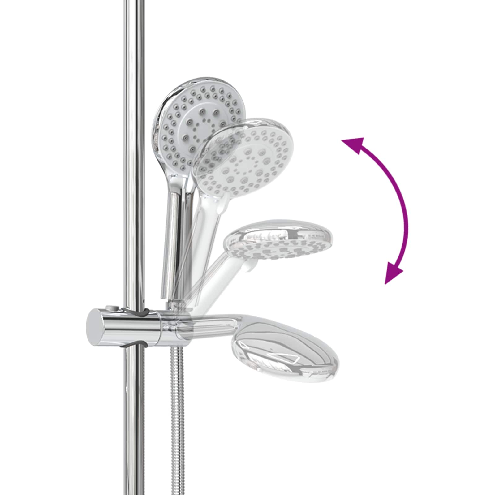Duschsystem-Set Chrom 70 cm Edelstahl