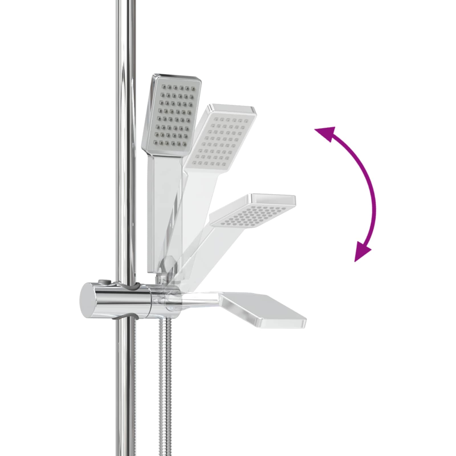 Duschsystem-Set Chrom 70 cm Edelstahl