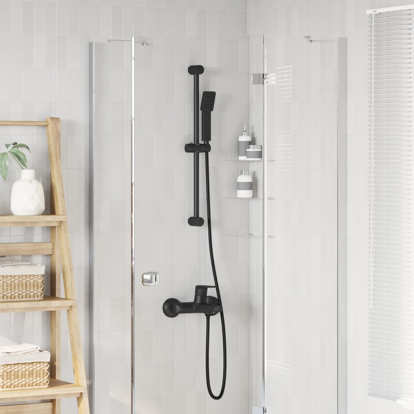 Duschsystem-Set Schwarz 70 cm Edelstahl