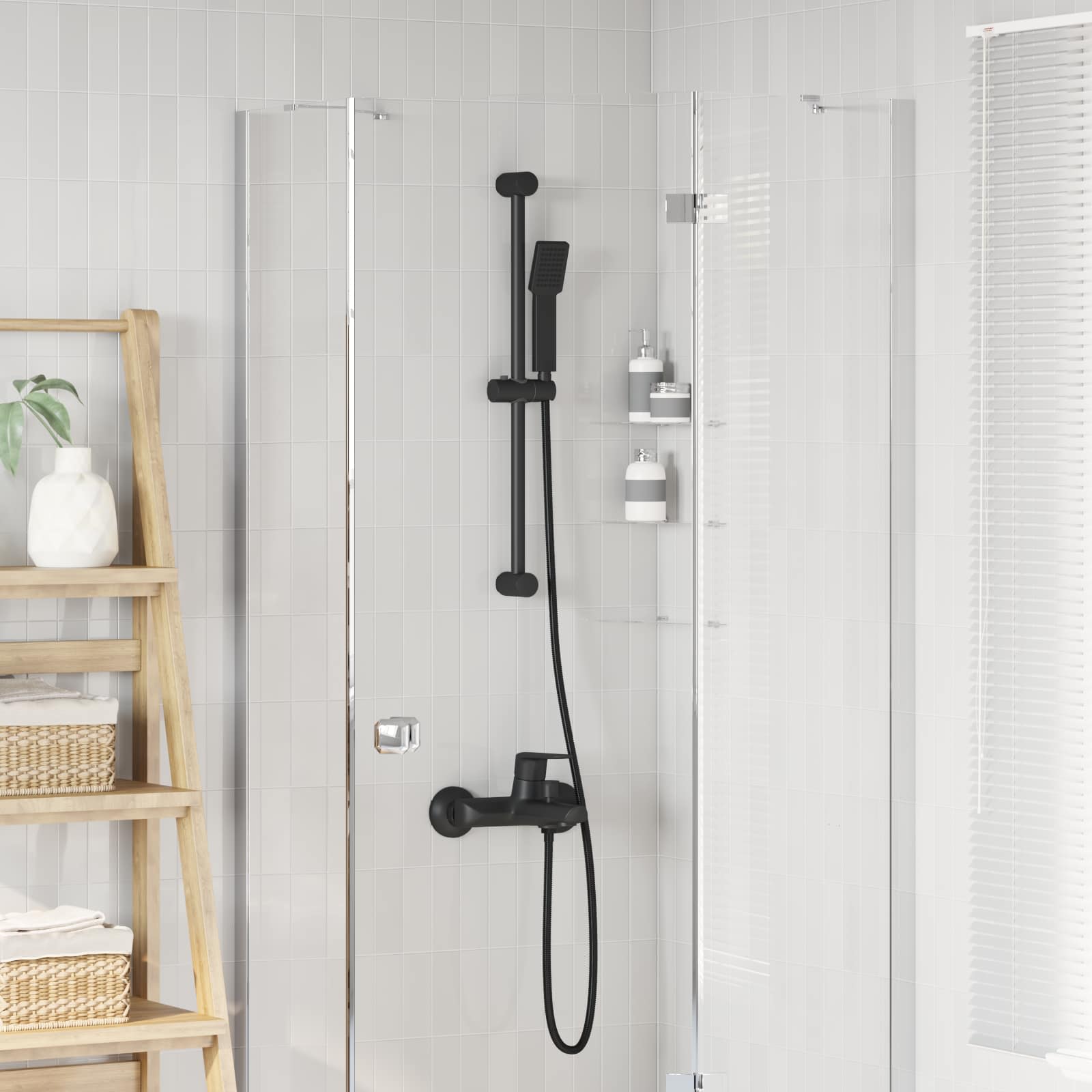 Duschsystem-Set Schwarz 70 cm Edelstahl