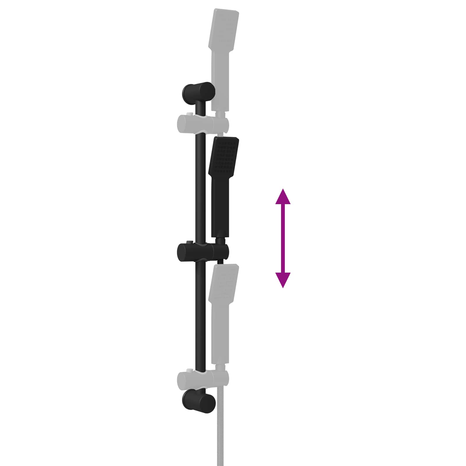 Duschsystem-Set Schwarz 70 cm Edelstahl