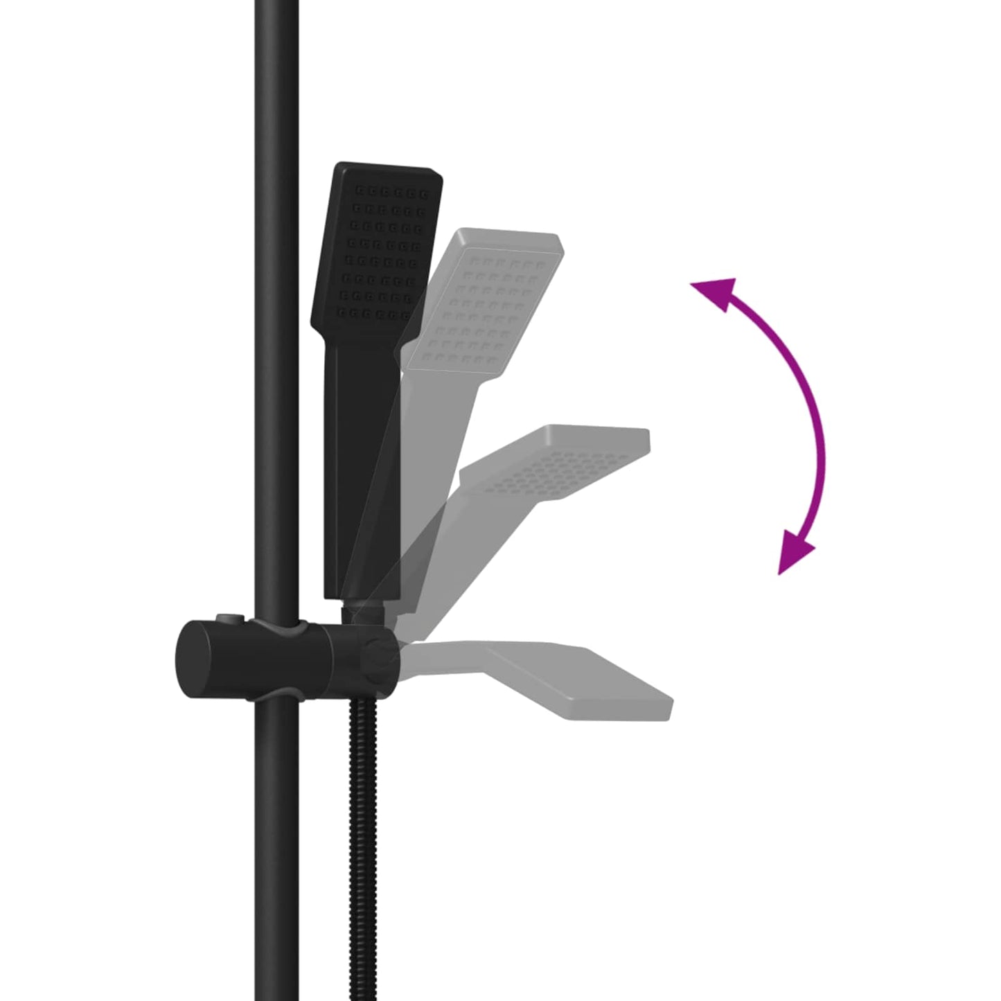 Duschsystem-Set Schwarz 70 cm Edelstahl