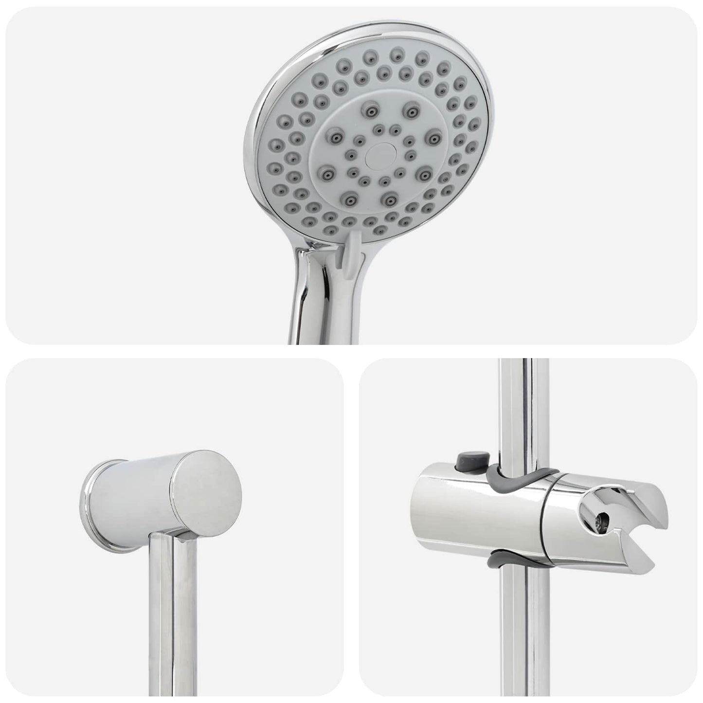 Duschsystem-Set Chrom 100 cm Edelstahl