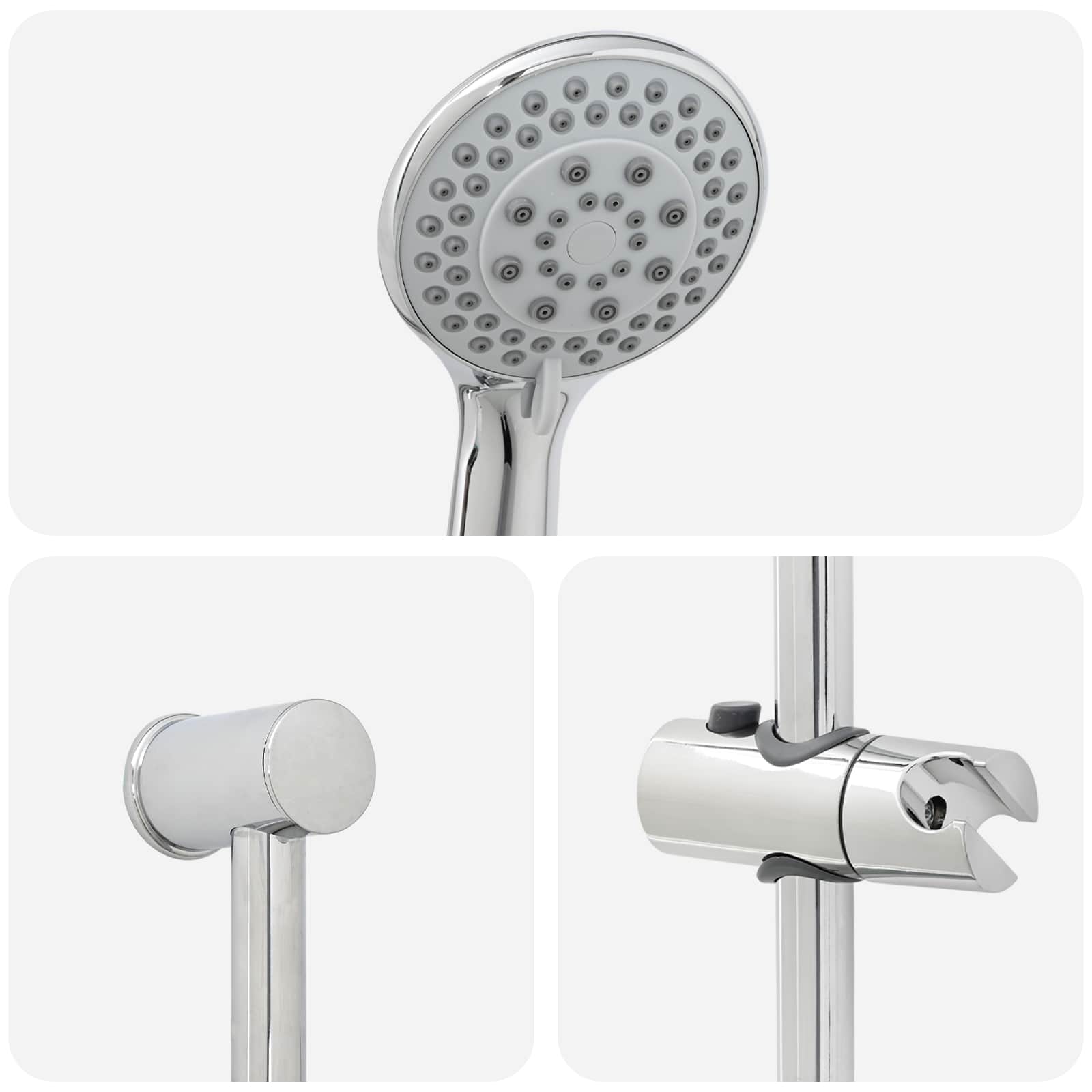Duschsystem-Set Chrom 100 cm Edelstahl