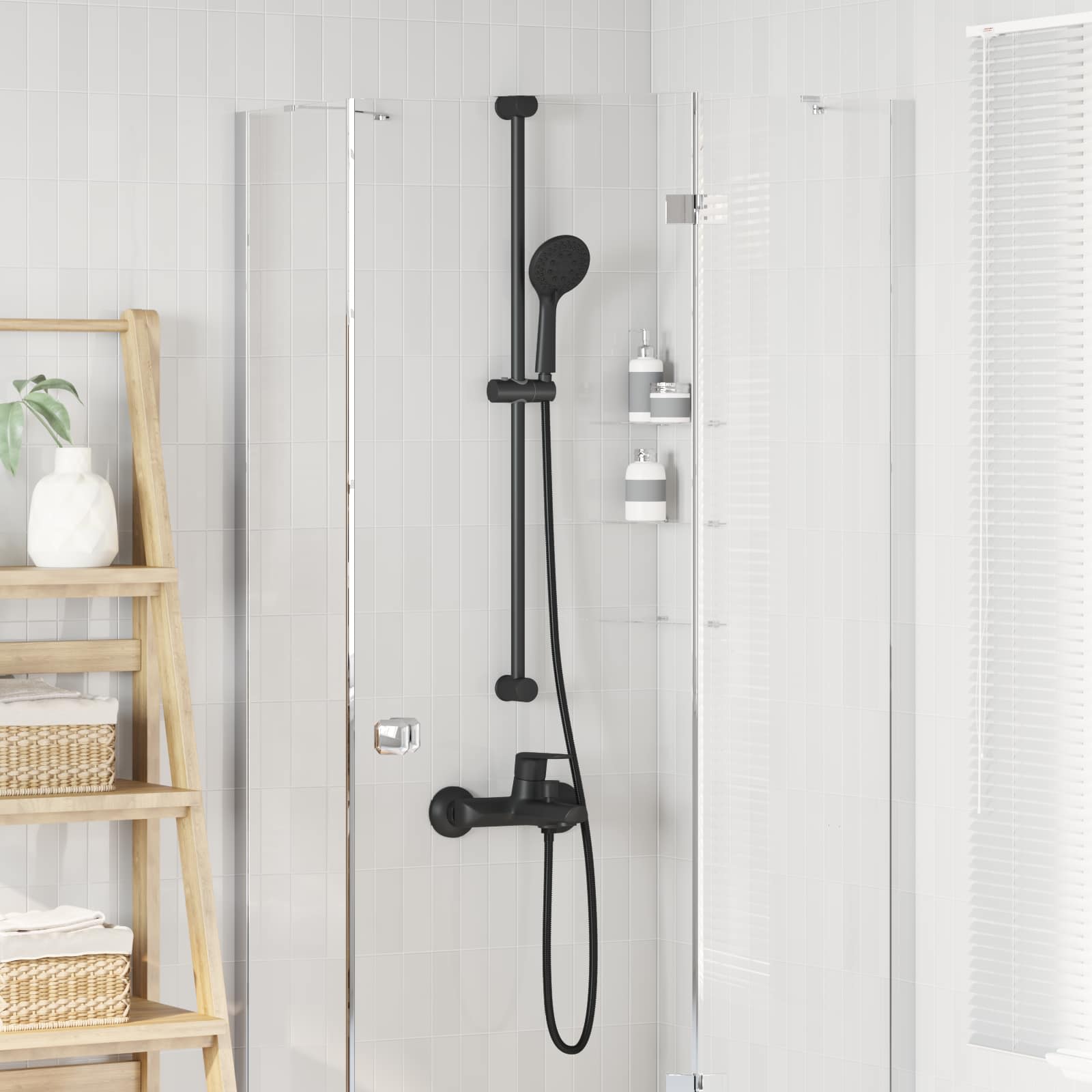 Duschsystem-Set Schwarz 100 cm Edelstahl