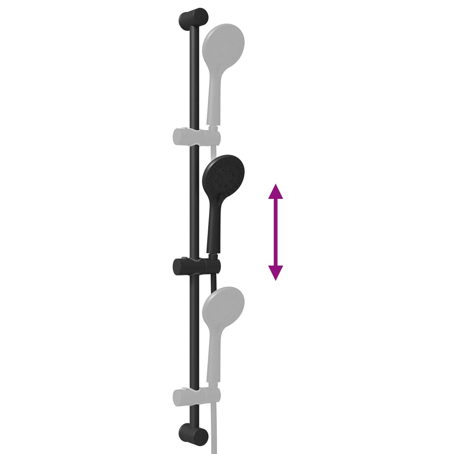 Duschsystem-Set Schwarz 100 cm Edelstahl