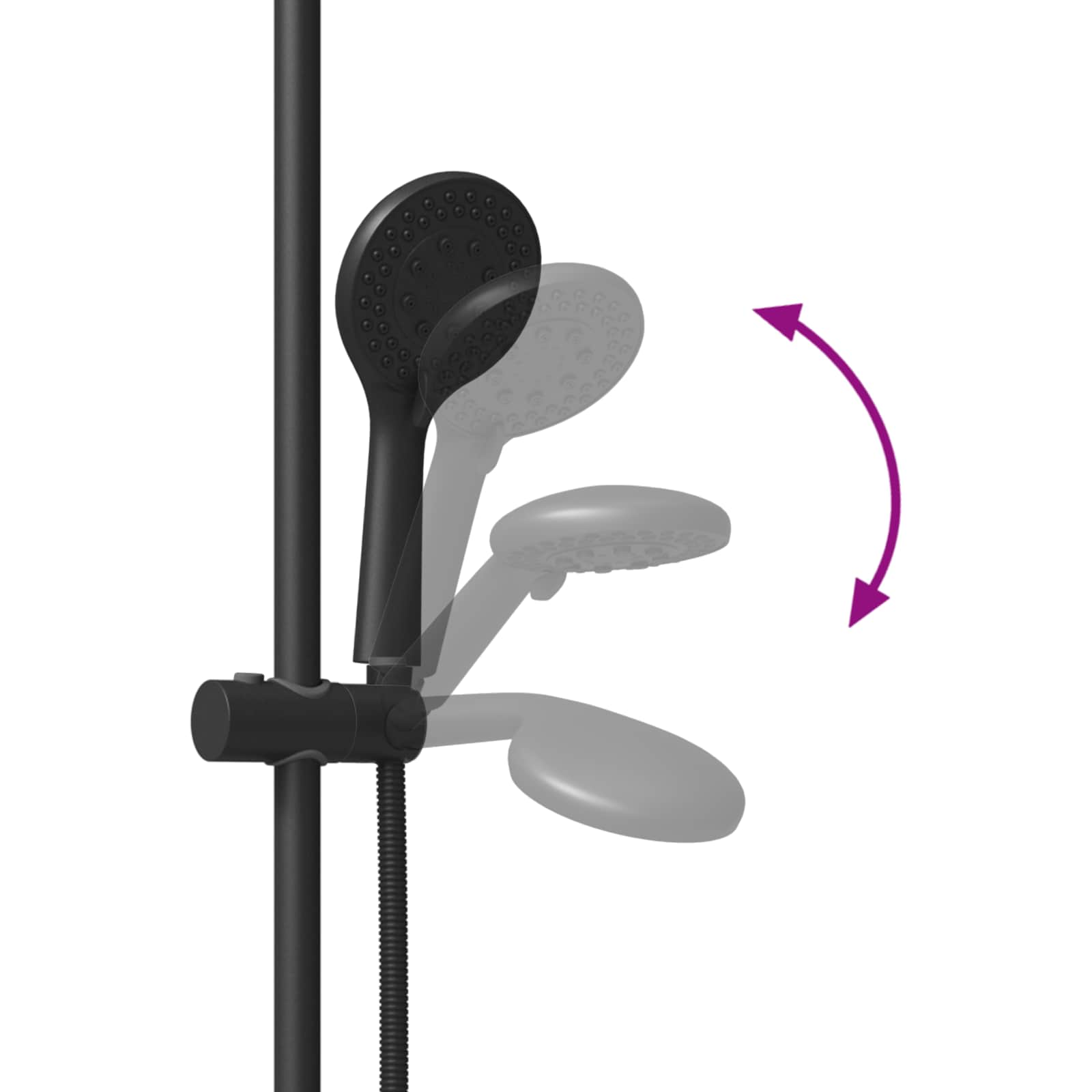 Duschsystem-Set Schwarz 100 cm Edelstahl