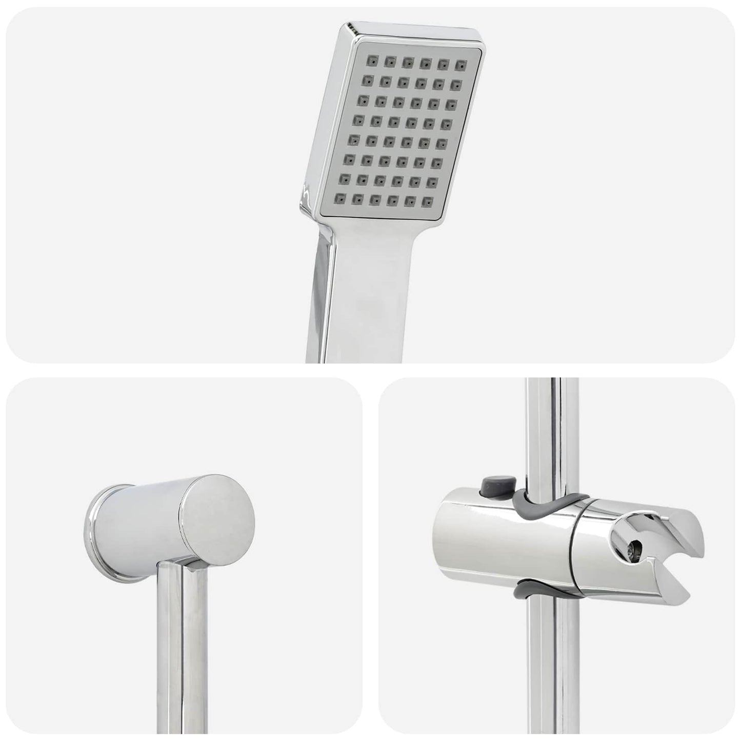 Duschsystem-Set Chrom 100 cm Edelstahl
