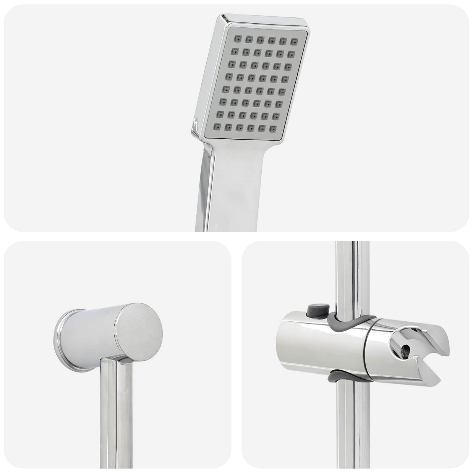 Duschsystem-Set Chrom 100 cm Edelstahl