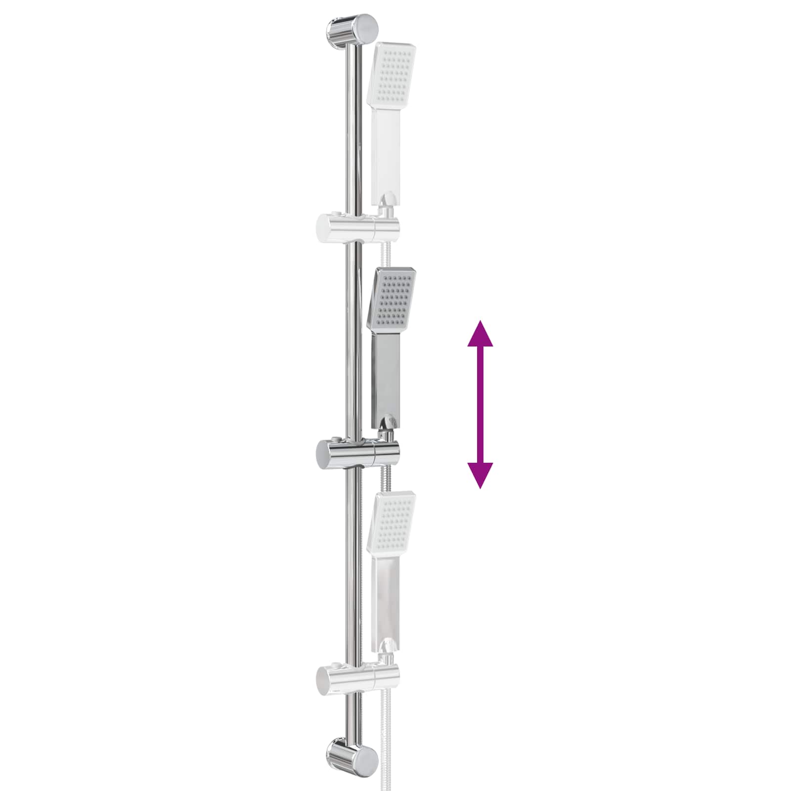 Duschsystem-Set Chrom 100 cm Edelstahl